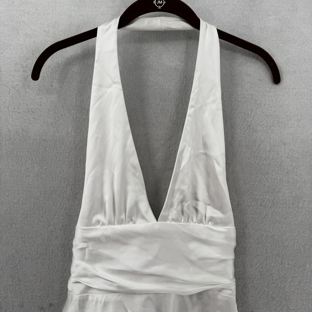 ZARA Dress Womens Small White Satin Halter Mini Back Bow Open Back Party New Tag - Picture 4 of 12